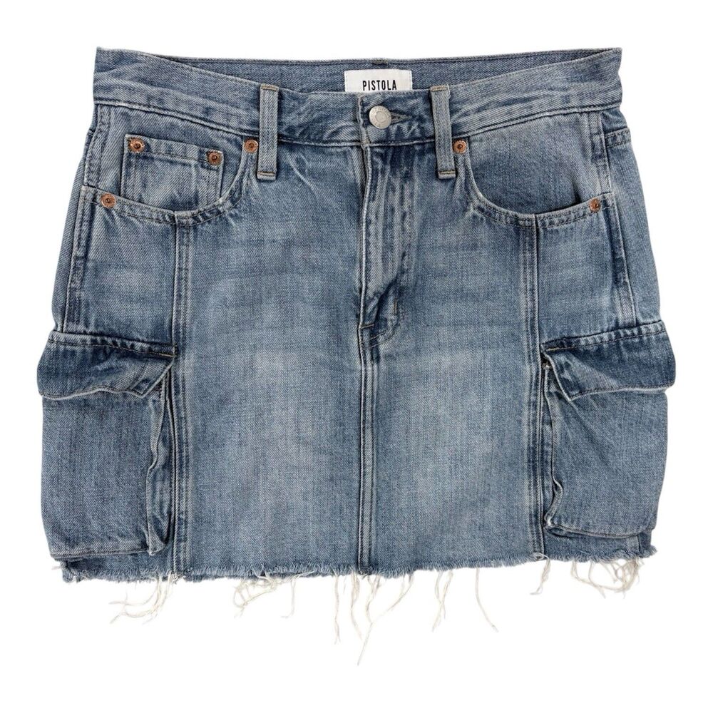 Pistola Rhea Cargo Denim Mini
Skirt In Heat - Size 26 / S